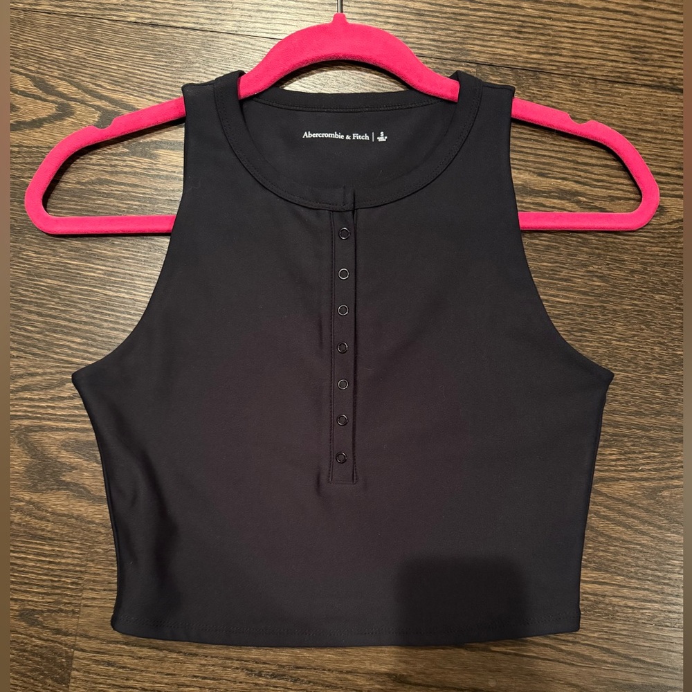Abercrombie & Fitch Black Buttoned Tank Top